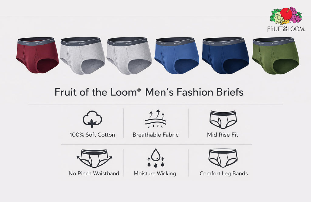 Fruit of the Loom Men's Underwear Briefs, Tag Free & Moisture Wicking