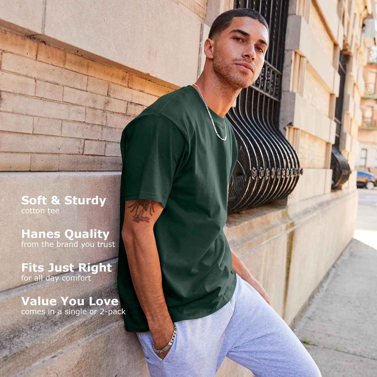 Hanes Men's Beefy-t Heavyweight Cotton T-Shirt 2 Pack